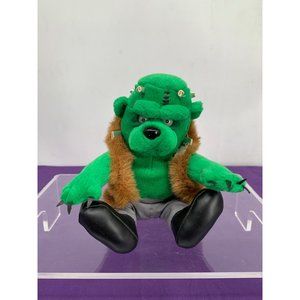 Meanies Grisly Grislies Frankenbear Green Monster with Faux Fur Vest Black Pleat